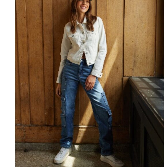 American Eagle Super high-rise baggy straight jeans size 0 - Picture 2 of 8